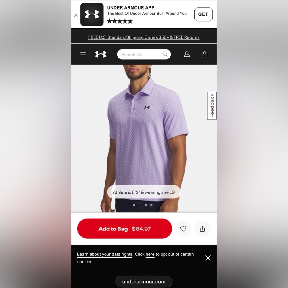 Under Armour Blue Striped Polo Shirt, size L, EUC